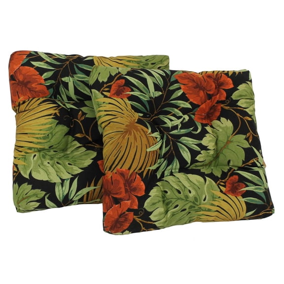 19-inch Squared Spun Polyester Tufted Dining Chair Cushion (Set of Two) - Tropique Raven