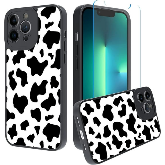 for iPhone 13 Pro Max Case Cow Print Cute Pattern Screen Protector Slim Fashion Soft Camera Protective Full Body Protection Cover Compatible with iPhone 13 Pro Max Case