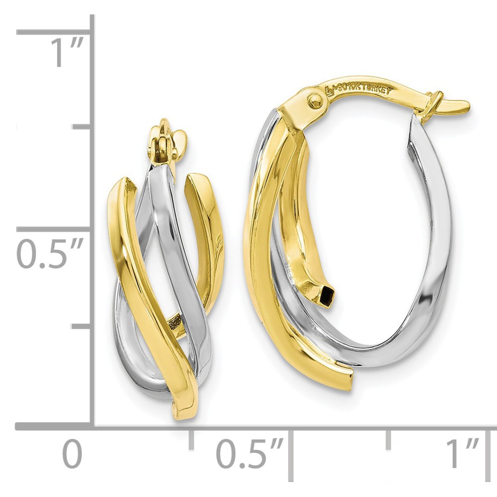 Leslies 14K Yellow Gold Twisted Hoop Earrings 16mm length 