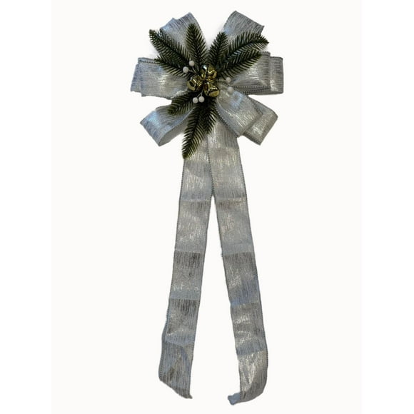 Noeud de Noël Holiday Time, 30 po, argent