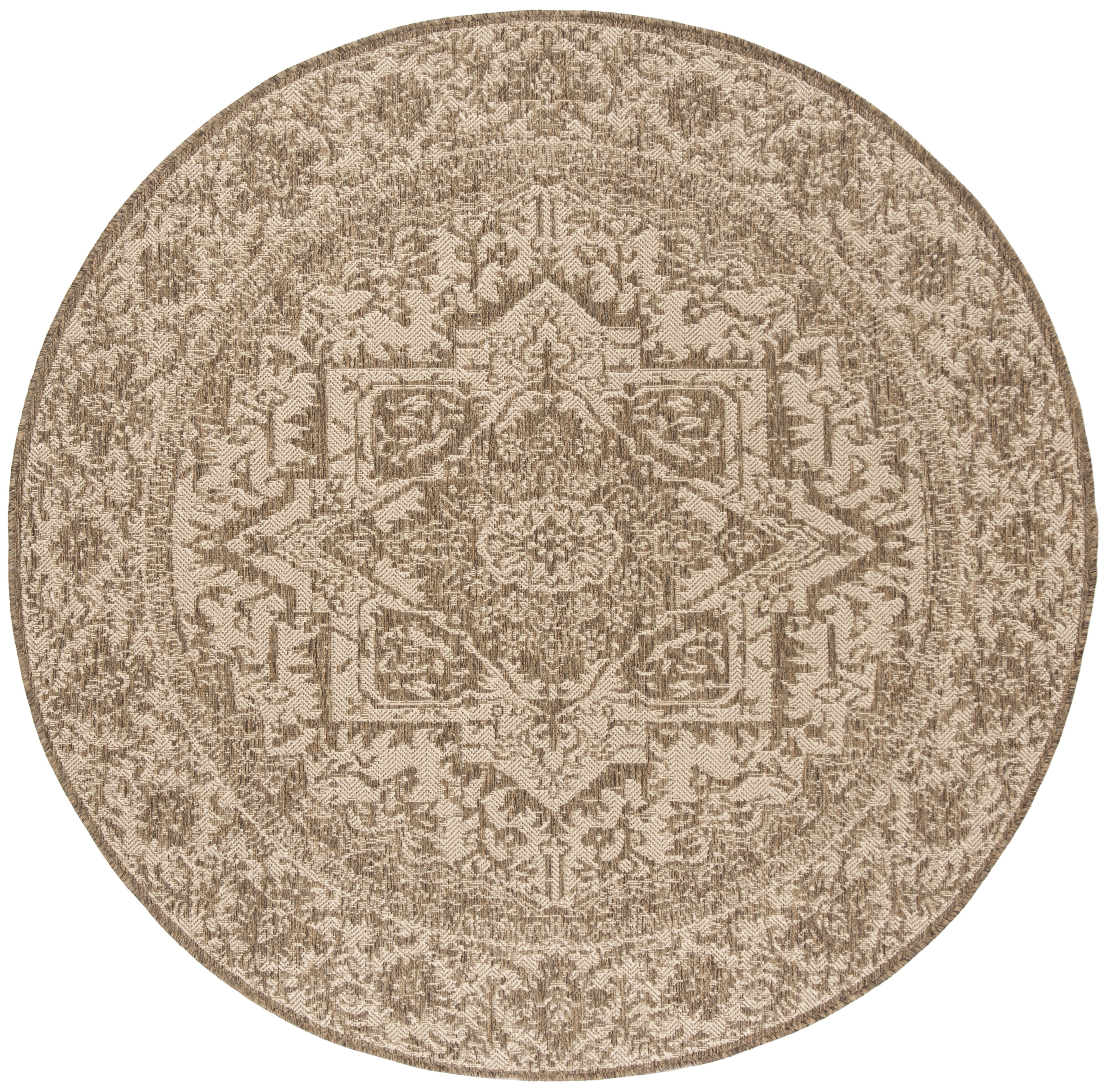 SAFAVIEH Beach House Orville Indoor/Outdoor Area Rug Cream/Beige, 6'7" x 6'7" Round