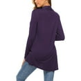 thumbnail image 5 of Winter Polyester Long Sleeve Spandex Cardigan for Women Purple Cover-Up Solid Color Round Neckline Womens Ladies V Neck Coat Pockets Outerwear S, 5 of 5
