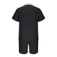 thumbnail image 4 of Weiqiqre Men's 2 Piece Vertical Striped Textured Outfits Summer Casual Button Down Shirts And Pants Matching Sets, 4 of 6