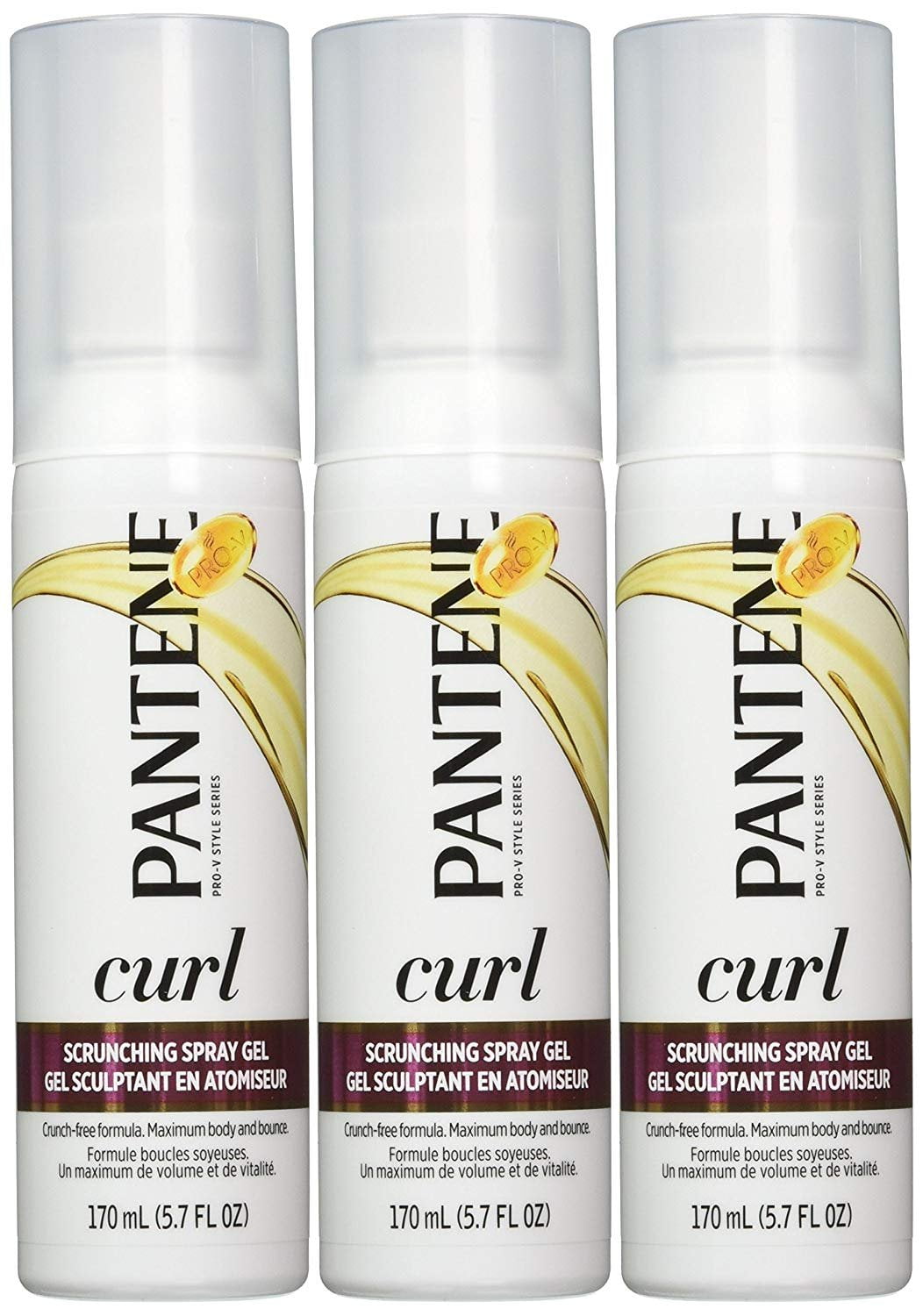 Pantene ProV Curl Scrunching Spray Hair Gel 5.7 Oz (Pack of 3