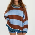 thumbnail image 2 of Bovemsi Sweaters for Women Cozy Sweater Fall 2025 Oversized Striped Long Sleeve Loose Pullover Knitted Tops Fall Sweaters, 2 of 5
