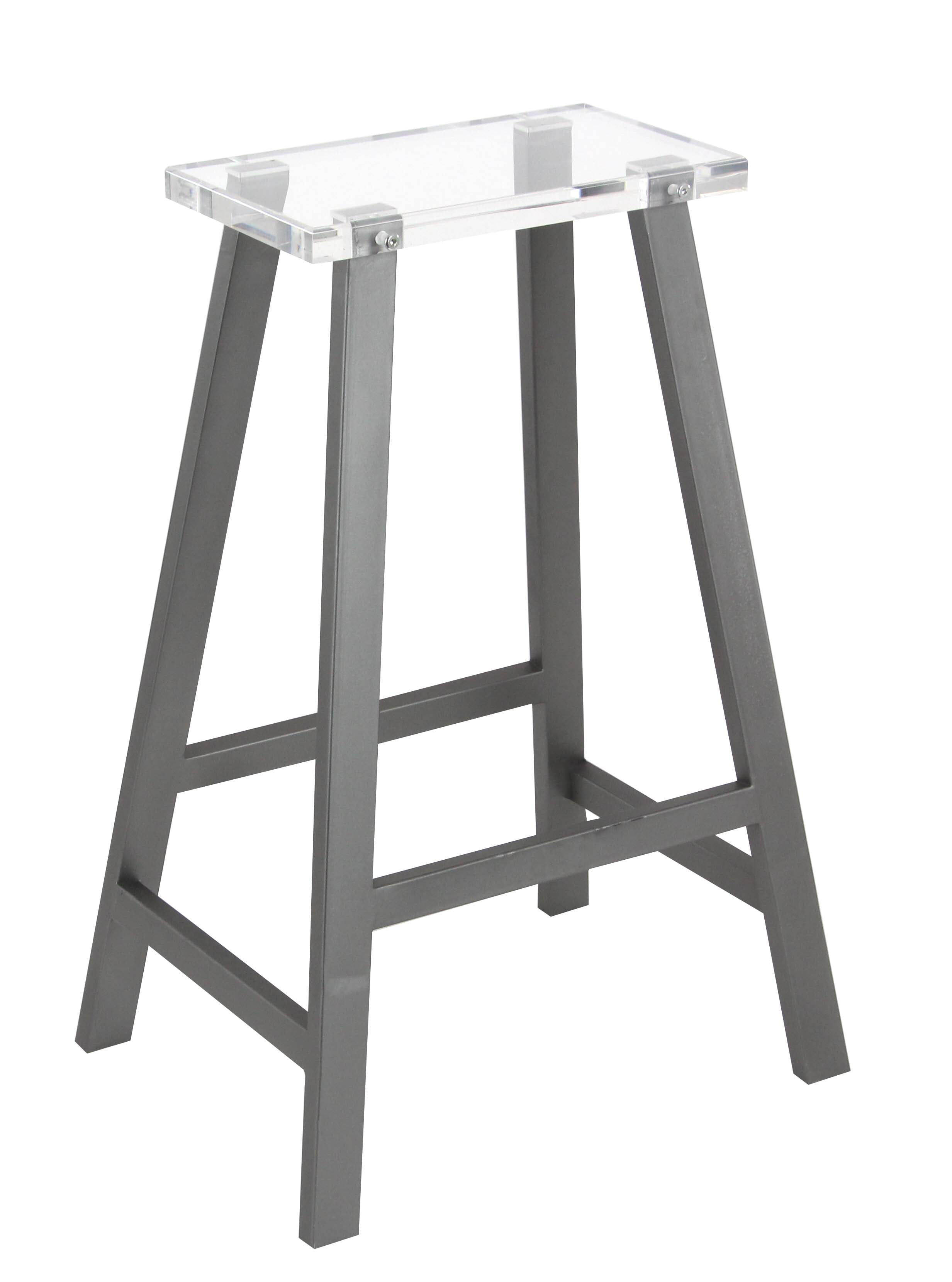 Decmode 28 Inch Modern Metal and Acrylic Bar Stool, Gray