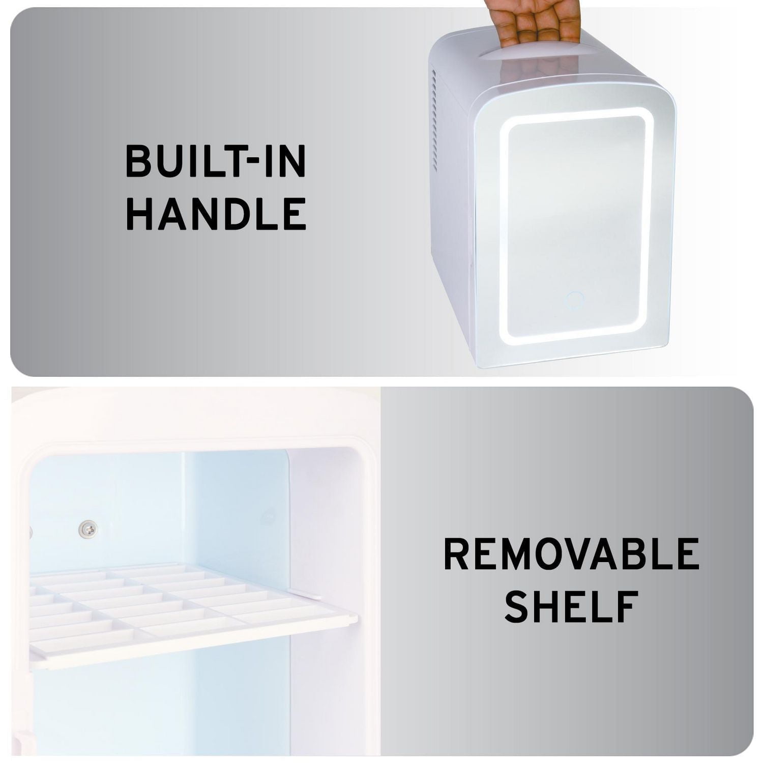 Koolatron Mirrored LED Cooler/Fridge, 4L (4.2 Quarts) for Cosmetics, Beverages, Food, or Medicines