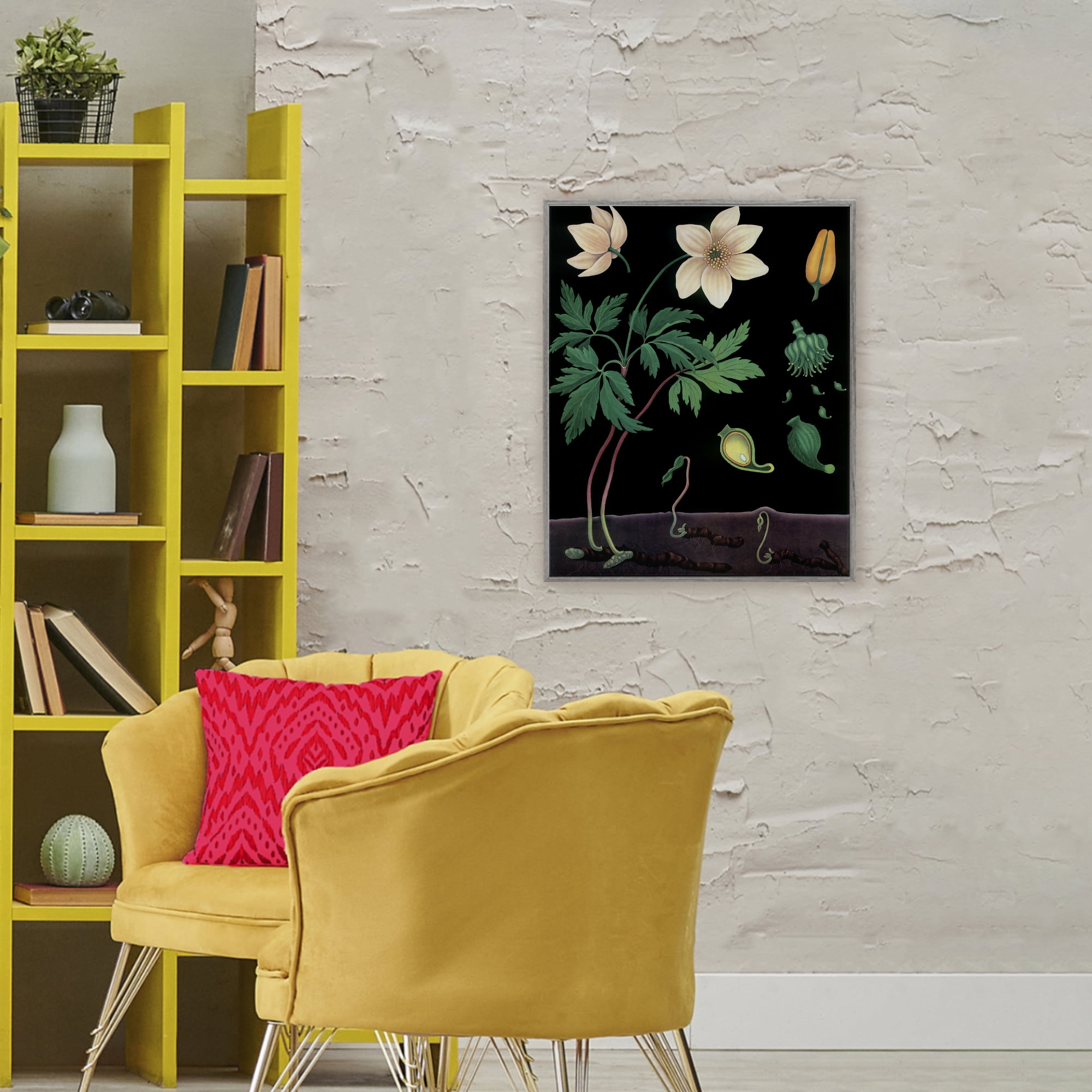 Stupell Industries Sprouting Wildflower Illustrations Gray Framed Giclee Art, design by Vintage Hustle