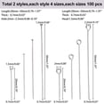 thumbnail image 2 of 800pcs 304 Stainless Steel Head Pins Flat Head Pins Eye Pin Set for Earring Pendant Jewelry Necklace Bracelet Making(4 Sizes) DIY, 2 of 5