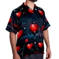 thumbnail image 2 of Valentine's Day Love ECG Men's Hawaiian Button Down Printed Short Sleeve Summer Beach Shirts, 2 of 6