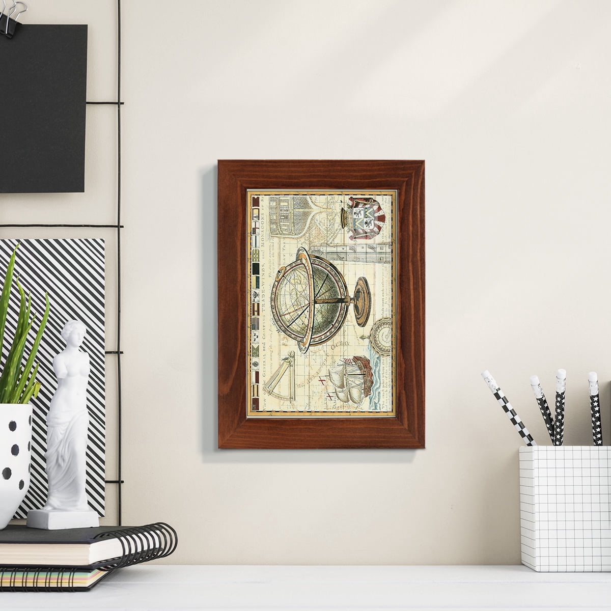 Nautical Map II -Framed Print w/glass-Chestnut