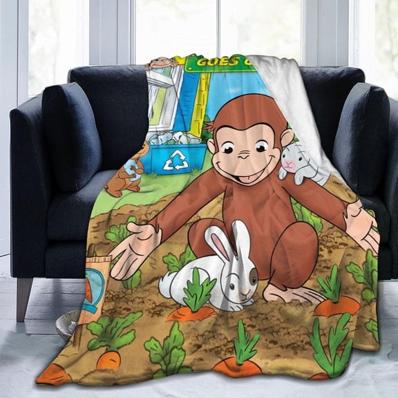 Cartoon George Style-16 Anti-Pilling Soft Warm Flannel Throw Blanket 60"x50" For Sofa Bed Home Blankets