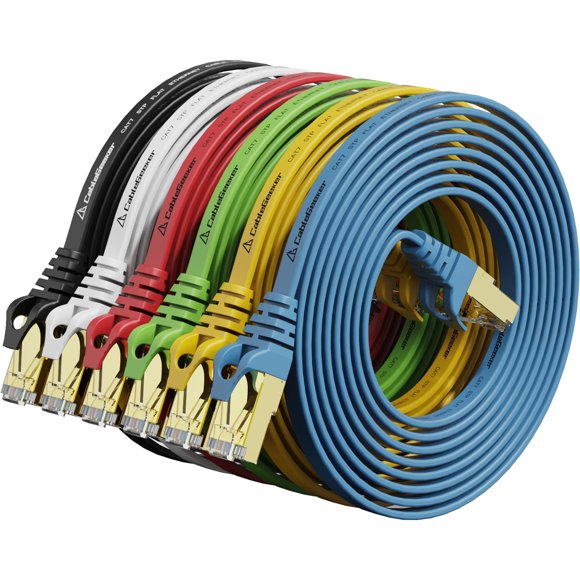Cable Ethernet CableGeeker Cat7 de 2,1 m, paquete de 6, plano y blindado