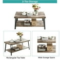 thumbnail image 2 of Modern Farmhouse Coffee Table,Brown Barnwood Coffee Table with 2-Tier Open Storage Shelves,Easy Assembly Rectangular Center Table with Metal Frame for Living Room.19.7"x41.3"x17.8", 2 of 6