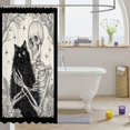 thumbnail image 3 of Manfei Halloween Skeleton Art Shower Curtain 72Wx84L, Black Cat Bathroom Shower Curtain, Black Cream, 3 of 5