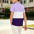 thumbnail image 7 of akafmk Boys School Uniform Shirts Short Sleeve Collared Shirt Colorblock Breathable Athletic Shirt Casual Summer Tops, 5-15Y, 7 of 7