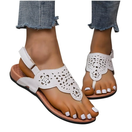 

OAVQHLG3B Sandals for Women Clearance Summer Ladies Flip-Flops Flat Heel Slippers Sandals Casual Flip Flops Women s Hollow Shoes
