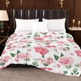 thumbnail image 6 of Floral Throw Blanket, Pink Rose Floral Throw Blanket, Soft Cozy Flannel Flower Blankets, Fluffy Fuzzy Rosebuds Wildflowers Print Blankets for Girls Women Gifts Home Sofa Couch Bed Decor, 50x60 Inch, 6 of 6