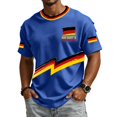 thumbnail image 3 of Soccer Cup 2026 Jersey for Men, Crew Neck Short Sleeve Deutschland Lightning Bolt Graphic Tee with Waffle Knit Texture - Breathable Performance Top for Match Day & Gym Blue XXXXL, 3 of 7
