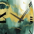 thumbnail image 5 of Designart "Gold Accents in a Blue Watercolor Impression IV" Fractals Oversized Wall Clock, 5 of 5