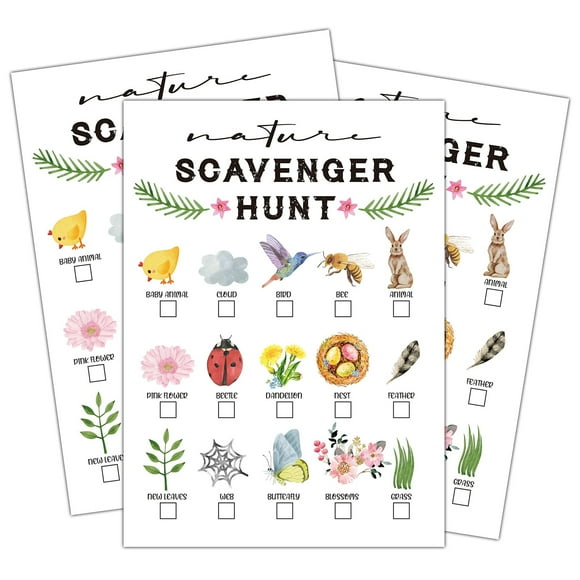 Adventure Quest Nature Scavenger Hunt - Fun Outdoor Game for Kids! Explore parks and schools with treasure hunt clue cards. Perfect for nature parties, travel, and outdoor activities. Great for boys a