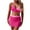 Pink Womens Swimsuits, variant on Bikinis for Women 2 Piece Swimwear Push Up Color Blocked Adjustable Strap Ruched Twist Front Ruched Bathing Suit with Wrap Sarong Skirt