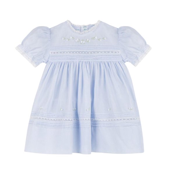 Feltman Brothers Baby Girls Blue Bullions Dress with Lace Trim 6 Months
