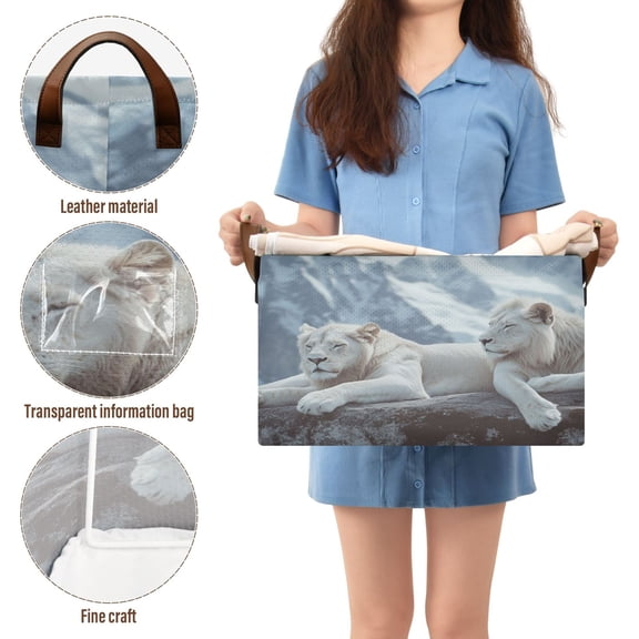 BZSMCE Collapsible Fabric Cube Storage Bins Snowmountain and Lion Design Pattern Storage Box
