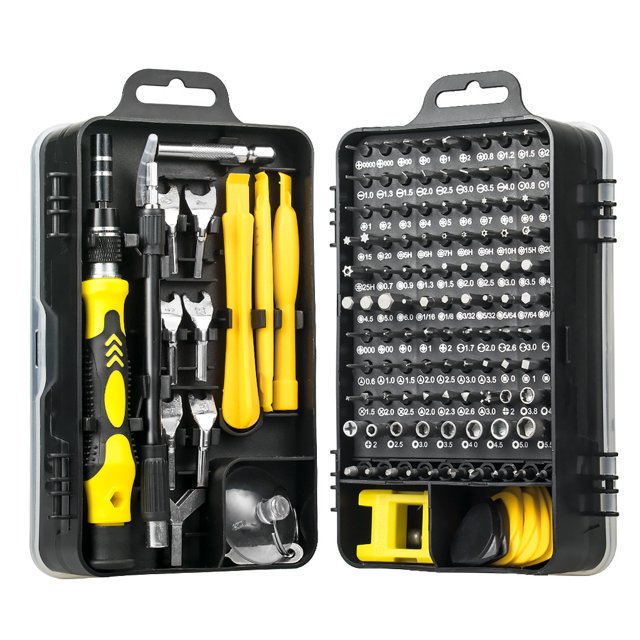 Kenally Juego de destornilladores 135 en 1 S2, puntas de destornillador, destornillador, llave de bolsillo, reparación de teléfono, portátil, Artesanía amarillo negro Kenally TO000549-05B