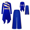 thumbnail image 5 of iiniim Girls Asymmetrical Lyrical Praise Dance Dress Liturgical Worship Church Robe with Palazzo Pants Set Blue 10, 5 of 7