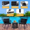 thumbnail image 2 of PROHIKER 3-Piece Patio Furniture Set, Rattan Outdoor Seating Furniture with Wicker Chair, Glass Tabletop and Waterproof Cushions for Backyard, Garden, Bistro, Front Prch, Black/Black, 2 of 8