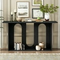 thumbnail image 2 of Harper & Bright Designs Wood Curved Console Table with Shelf , Modern Entryway Table with Ash Veneer Designed for Entryway and Hallway , Black, 2 of 8