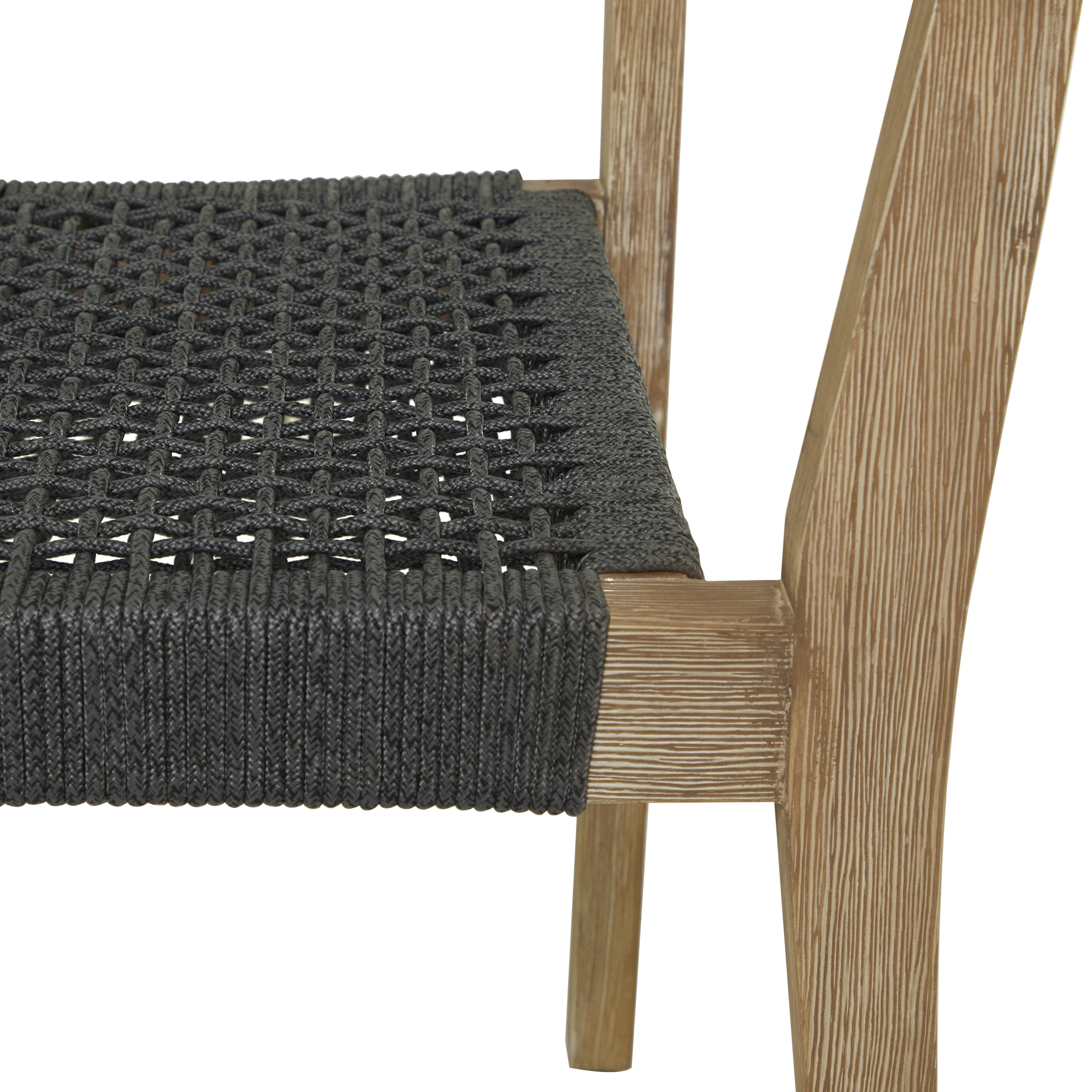 DecMode Outdoor Dining Chair with Woven Seat and Back - Wood - Set of 2 - Dark Gray