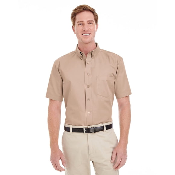 Harriton Chemise en Sergé à Manches Courtes pour Hommes Foundation 100 % Coton avec Teflonâ„¢