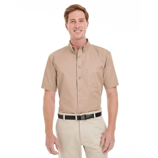 Harriton Chemise à Manches Courtes en Coton 100 % pour Hommes avec TeflonTM