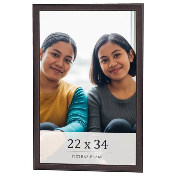 22x34 Rustic Brown Real Wood Picture Frame Width 0.75 inches | Interior Frame Depth 0.5 inches |