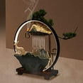 thumbnail image 3 of Tabletop Water Fountain, Indoor Waterfall with Round LED Light & Ceramic Elks, Mist Maker and Incense Holder for Home Office Decor, 3 of 18