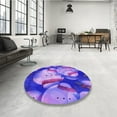 thumbnail image 4 of Ahgly Company Machine Washable Indoor Round Transitional Purple Mimosa Purple Area Rugs, 7' Round, 4 of 7