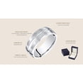 thumbnail image 3 of PEORA Men's 7mm 14K White Gold Wedding Ring Band, Brushed Matte with Polished Grooves, Comfort Fit Size 15.5, 3 of 5