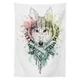 thumbnail image 3 of Ambesonne Abstract Tablecloth Rectangular Table Cover, Wild Tribe Animal Wolf, 52"x70", Multicolor, 3 of 4