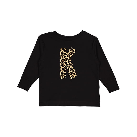 Inktastic Leopard Print Letter K Boys or Girls Long Sleeve Toddler T-Shirt