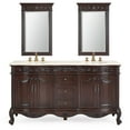 thumbnail image 5 of Benton Collection 64" Traditional Cherry Brown Bathroom Vanity with Cream Marble Top, 5 of 6