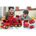 thumbnail image 6 of Fire Truck Toys Vehicle Toy Car Set for 2 3 4 Year Old Kids,Transport Cargo with Airplane Helicopter Car Construction Truck Play Set,Play Vehicles in Friction Powered Carrier Truck, 6 of 6