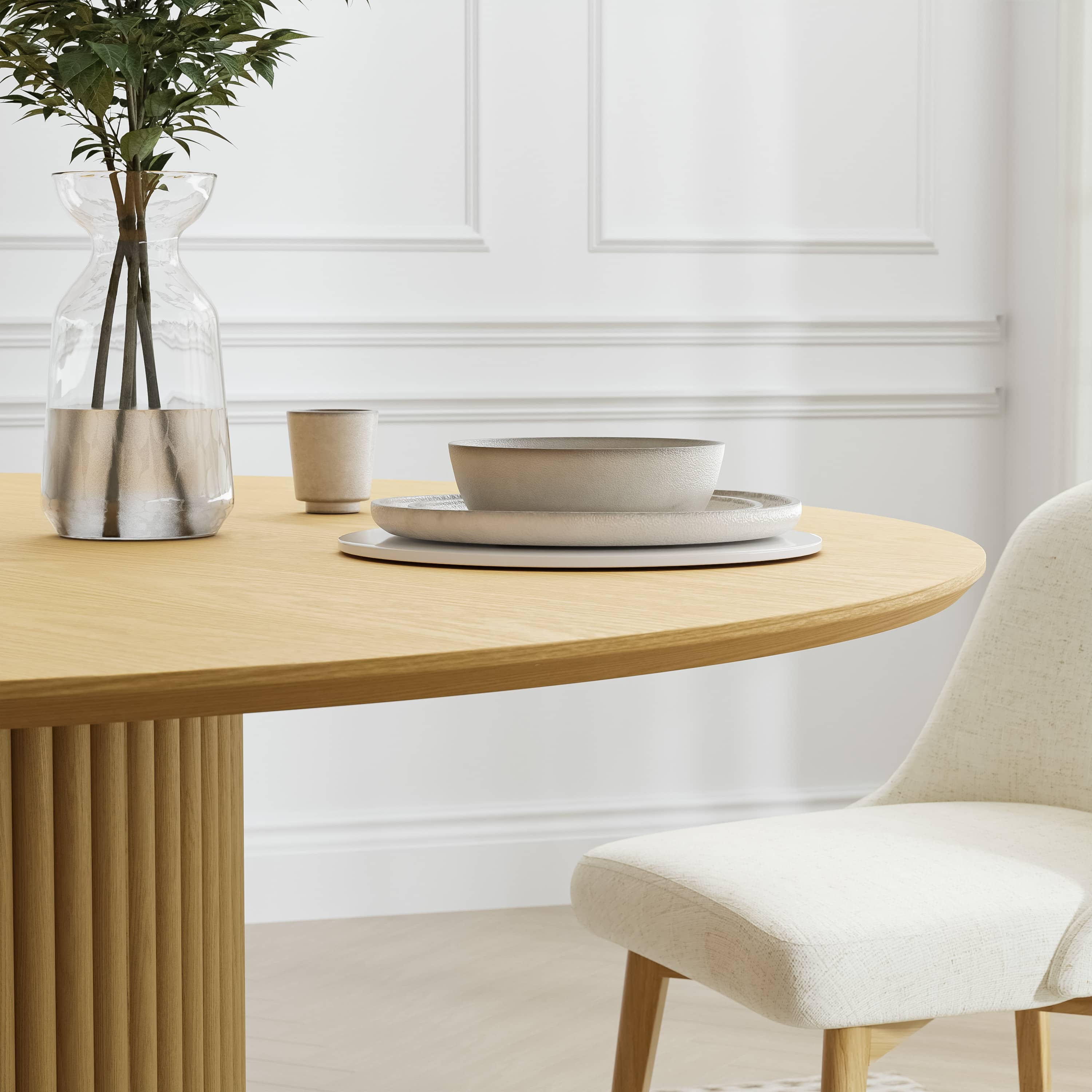 MAYEERTY 46" Wooden Round Rustic Dining Table for Dining Room Kitchen, Natural Wood