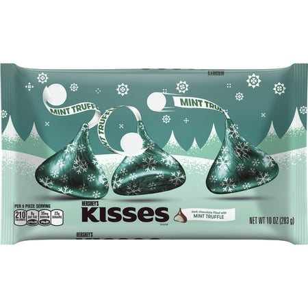 (2 pack) Kisses, Holiday Dark Chocolates Filled with Mint Truffle, 10