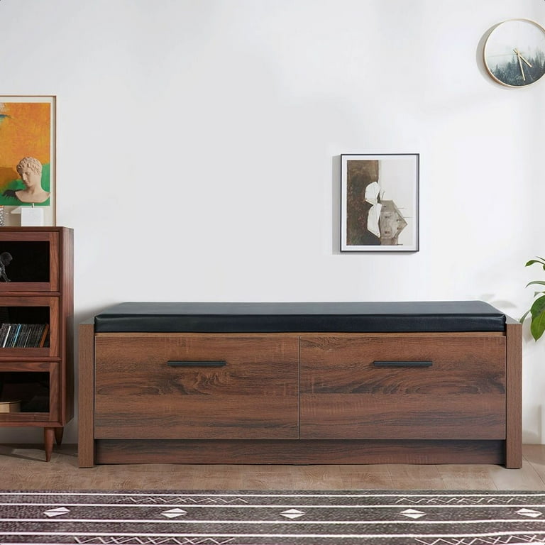 Lawrence faux leather storage bench deals