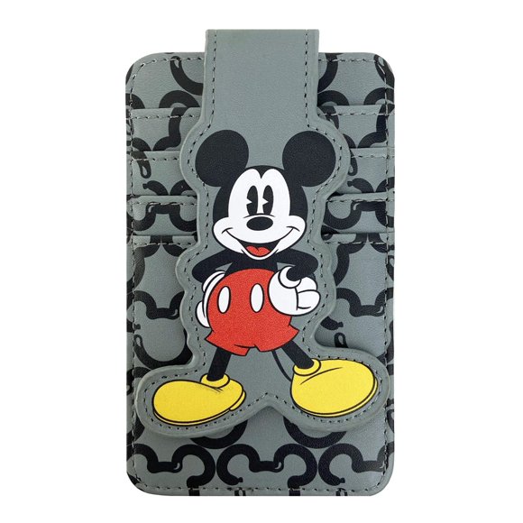 Tarjetero tipo cartera Disney Mickey Mouse para mujer, color gris
