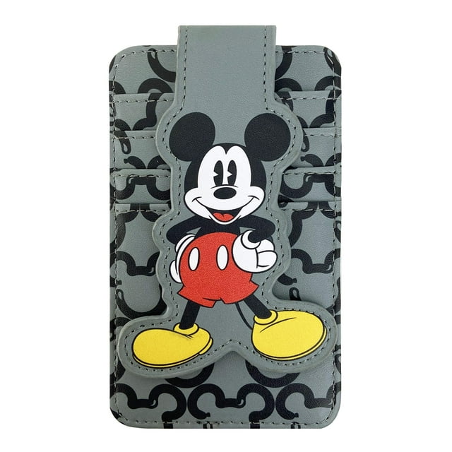 Tarjetero tipo cartera Disney Mickey Mouse para mujer, color gris