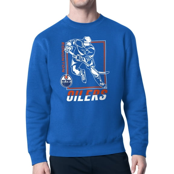 Men's Starter Royal Edmonton Oilers Player Grid Fleece Pullover Sweatshirt