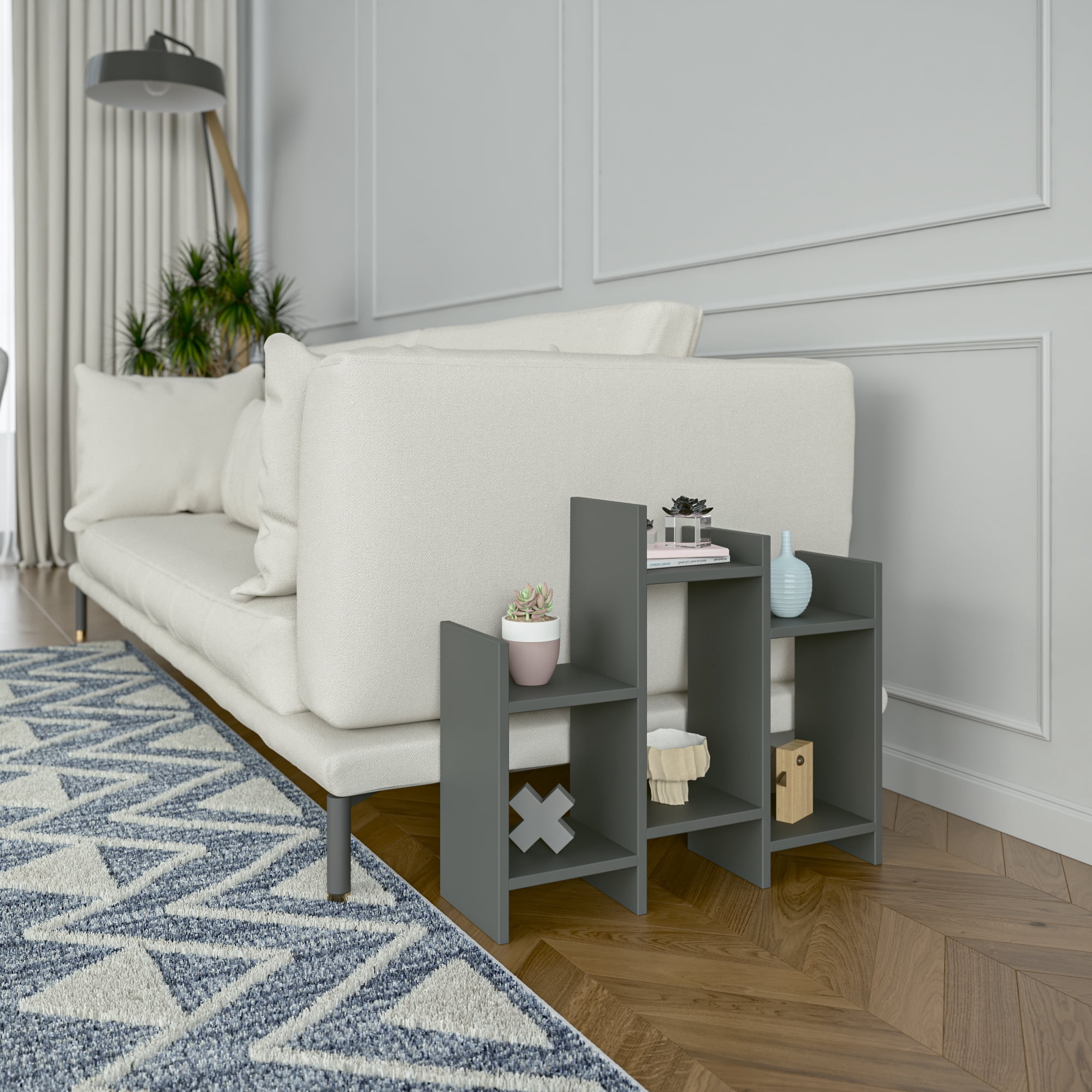 Ada Home Decor Furniture Anthracite 2 Tier Sutton Modern Side Table